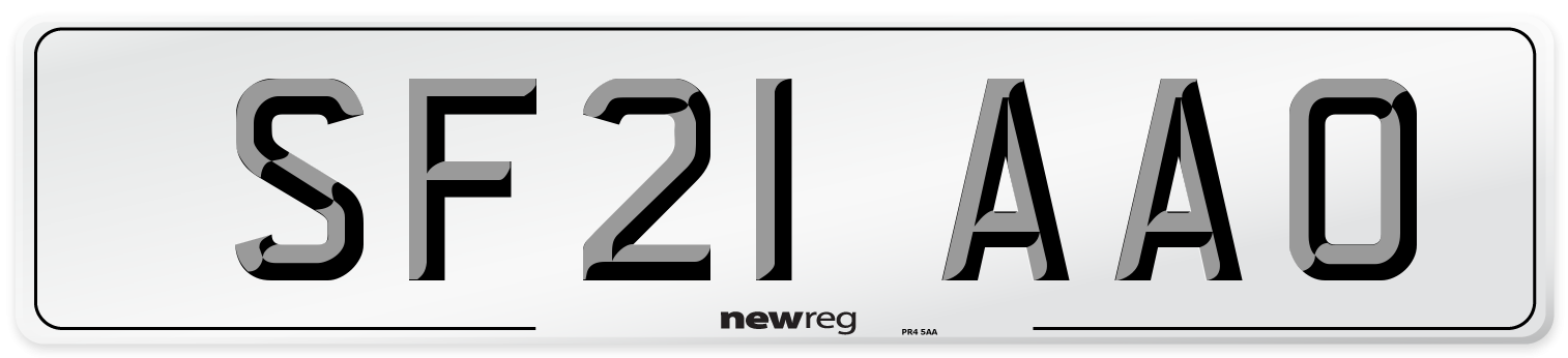 SF21 AAO Number Plate from New Reg